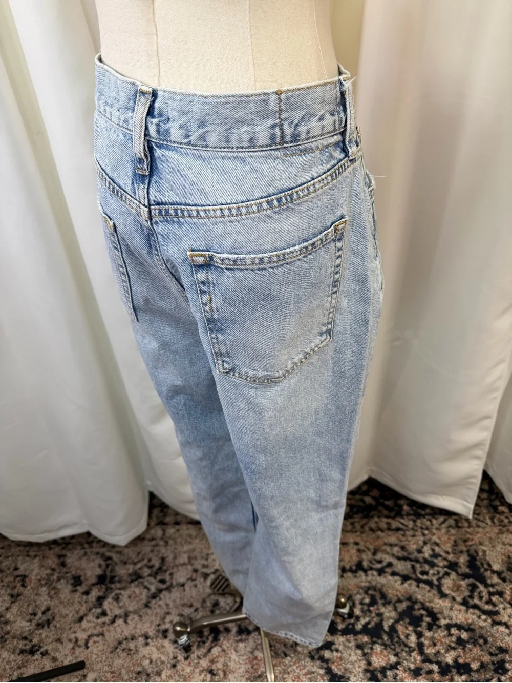 We The Free High Rise Light Blue Distressed Wide Leg Jeans - Picture 12 of 14